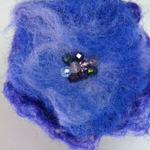 Felt Beaded Brooch, in Purple and Blue, By Parade Handmade - Parade Handmade