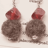 Felt Earring With Red Glass, By JaDa Crafts Ireland - Parade Handmade Co Mayo