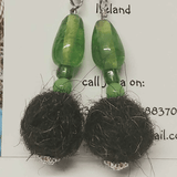 Felt Earrings, Brown With Green Glass, By JaDa Crafts Ireland - Parade Handmade Co Mayo