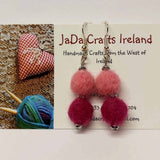 Felt Earrings In Pink With Silver Plated Hooks, By JaDa Crafts - Parade Handmade Ireland