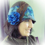 Felt Hat In Brown, Blue, Turquoise & Lilac, 57cm,  Hats By Parade - Parade Handmade Ireland