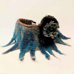 Felt Necklace In Grey and Turquoise With Brooch, By Parade