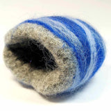 Felt Scarf Cuff in Blues and Grey. Parade-Handmade