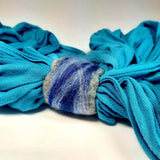 Felt Scarf Cuff in Blues and Grey. Parade-Handmade