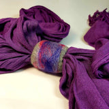 Felt Scarf Cuff in Purple, Pink and Grey. Parade-Handmade
