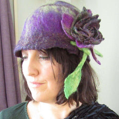 Felt Wool Hat, Purple Delight, Free Size, With Brooch, By Parade