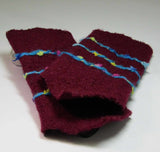 Felt Wrist Warmers, Wine, Flexible and Colourful, By JaDa Crafts Ireland - Parade Handmade