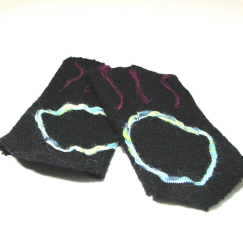 Felt Wrist Warmers, Flexible and Colourful, Black, By JaDa Crafts Ireland - Parade Handmade