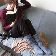 Fishermens Woolen Socks, Blue, S/M, By Jo's Knits