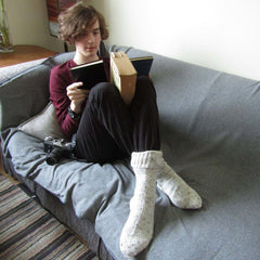 Fishermens Woolen Socks, Cream, S/M, By Jo's Knits