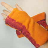 Fleece Wrist Warmers, Berry and Pumkin, By Parade-Handmade