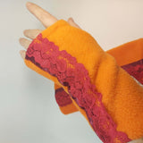 Fleece Wrist Warmers, Berry and Pumkin, By Parade-Handmade-Ireland