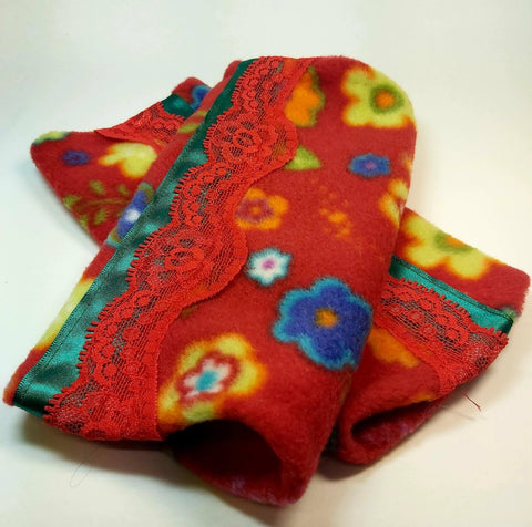 Wrist Warmers in Red Floral. Parade-Handmade