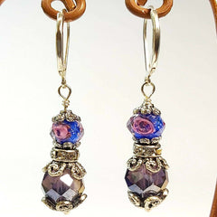 Floral Crystal Earrings Vintage Style, By Lapanda Designs