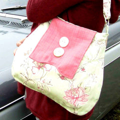 Floral Linen Handbag with Ceramic Buttons, by Shoreline