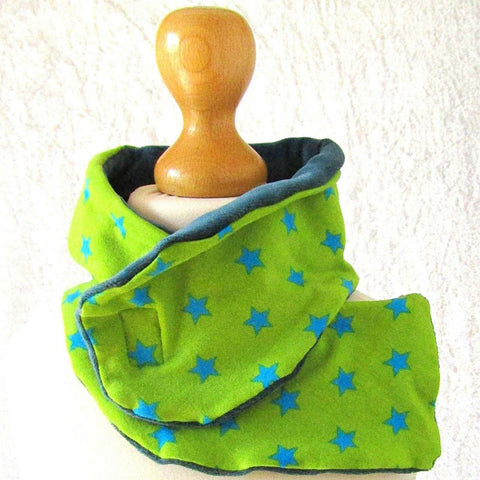 Funky Lime Green Summer Scarf With Blue Stars, By JaDa Crafts Ireland - Parade Handmade