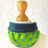 Funky Lime Green Summer Scarf With Blue Stars, By JaDa Crafts Ireland - Parade Handmade