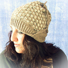 Funky Wooly Hat In Beige & Cream, By Jo's Knits