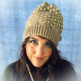 Funky Wooly Hat In Beige & Cream, By Jo's Knits - Parade Handmade