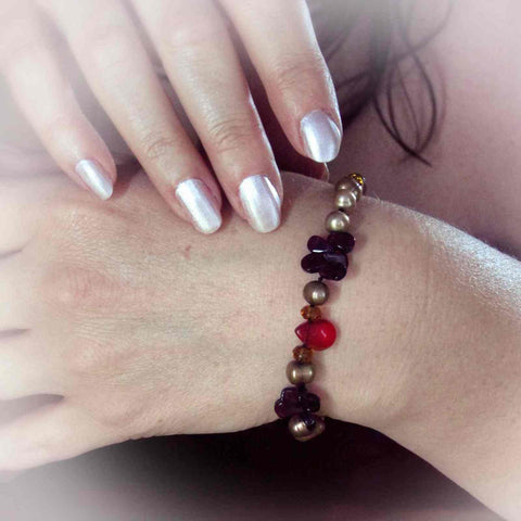 Garnet and Pearl Boho Bracelets by Lapanda Designs - Parade Handmade Co Mayo Ireland