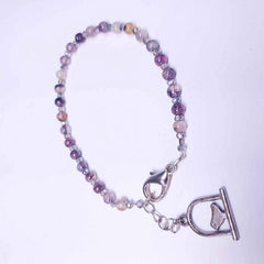 Gemstone Bracelet of Cracked Purple Agate and Crystal, By Lapanda Designs