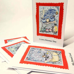Gnome Christmas Card Colour Sketch 4 Pack 4"x6" by Parade Handmade