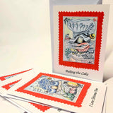 Gnome Christmas Cards Colour Sketch 4 Pack 4"x6" - Parade Handmade