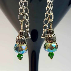 Green Crystal Deco Earring, By Lapanda Designs.