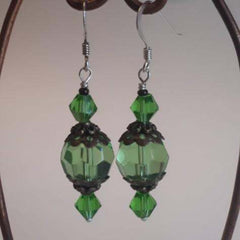 Green Drop Earrings, Vintage Style, By Lapanda Designs