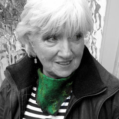 Green Felted Neck Scarf With Clasp, By Parade Handmade