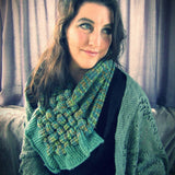 Green Variegated, Handknit Lattice Neck Piece, By Shoreline - Parade Handmade