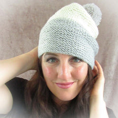 Grey & Cream Bobble Hat, By Shoreline