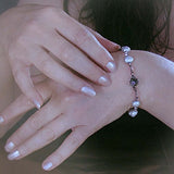 Grey Pearl Bracelet With Black & Pink Crystal, By Lapanda Designs - Parade Handmade
