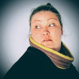 Hand knit, Cowl Scarf, Mustard and Brown, by Shoreline  - Parade Handmade