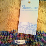 Hand knit, mustard, scarf with stripe detail, By Shoreline - Parade Handmade