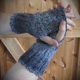Handknit Aran Wrist Warmers - Greys XL - By Bridie Murray - Parade Handmade