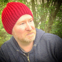 Handknit Ribbed RA7 Beanie Hat for Men, By R.Coen