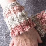 Aran Style Wrist Warmers in Peach Ladies Med, By Bridie Murray - Parade Handmade