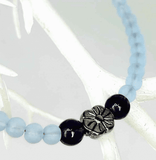 Blue and Purple Frosted Glass Bracelet with Flower Charm by Lapanda Designs - Parade Handmade