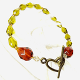 Vintage Style Amber and Lime Cut Glass Bead Bracelet by Lapanda Designs - Parade Handmade