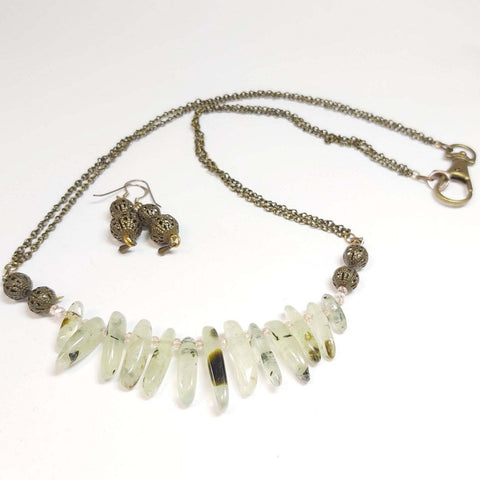 Aventurine Gemstone Irish Bog Necklace, By Lapanda Designs - Parade Handmade.