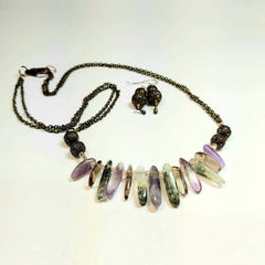 Irish Bog Mixed Gemstone Necklace and Earrings Set,  By Lapanda Designs