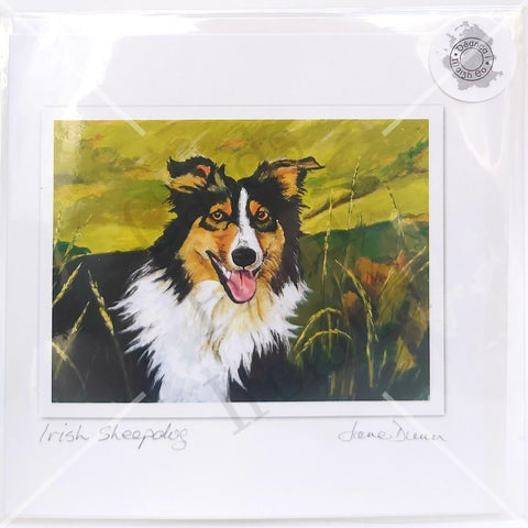 Irish Sheepdog, Art Card, By Jane Dunn - Parade Handmade