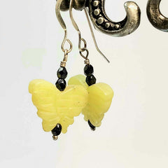 Jade Stone Butterfly Boho Earrings by Lapanda Designs