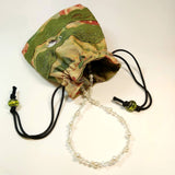 Lacy Jewellery Pouch In Green, Beige and Red, By Parade.