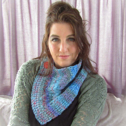 Ladies Scarf Blue, Turquoise, Pink & Red, By Bridie Murray - Parade Handmade