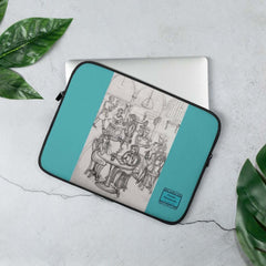 Laptop Sleeve - Cafe Rendezvous - Blue, Art and Design By Parade