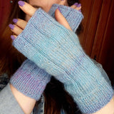 Lightweight Blue Wrist Warmers - seamless - 30% Wool - by Shoreline - Parade Handmade Newport Co Mayo