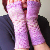 Lilac and Cream Hand Knitted Wrist Warmers by Shoreline - Parade Handmade Ireland