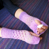 Lilac and Cream Hand Knitted Wrist Warmers by Shoreline - Parade Handmade Newport Co Mayo